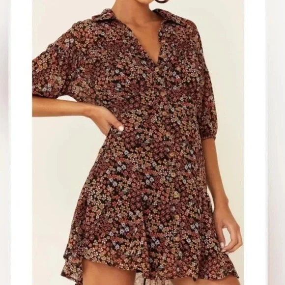 𝅺FREE People Bonnie Floral Mini Dress Size S - Picture 4 of 12